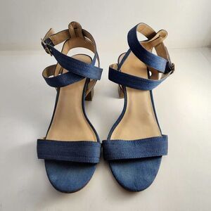 Apt. 9 blue heeled denim sandals  Sz 10 Open Toe